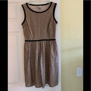 Lace dress with faux leather piping size S